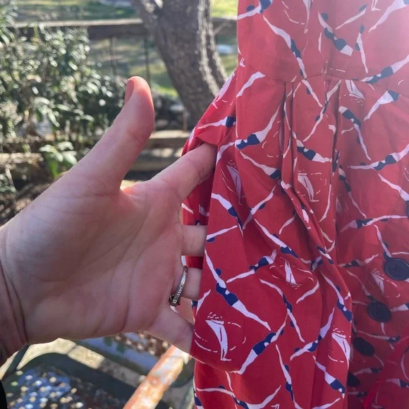Red diving girl print rockabilly dress with pockets size Medium - Picture 3 of 8